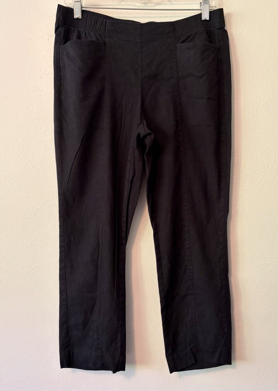 J Jill Pull On Love Linen Pants Small Petite Black Crop Boho Beach Lightweight